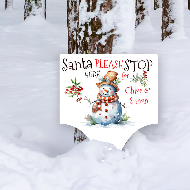 Snowman Santa Stop Here Personalised Decoration Christmas Outdoor Garden Sign