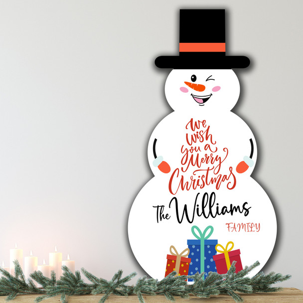 Happy Winking Personalised Snowman Decoration Christmas Indoor Outdoor Sign