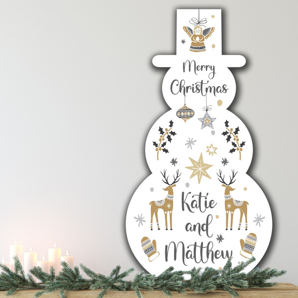 Couple Names Personalised Snowman Decoration Christmas Indoor Outdoor Sign