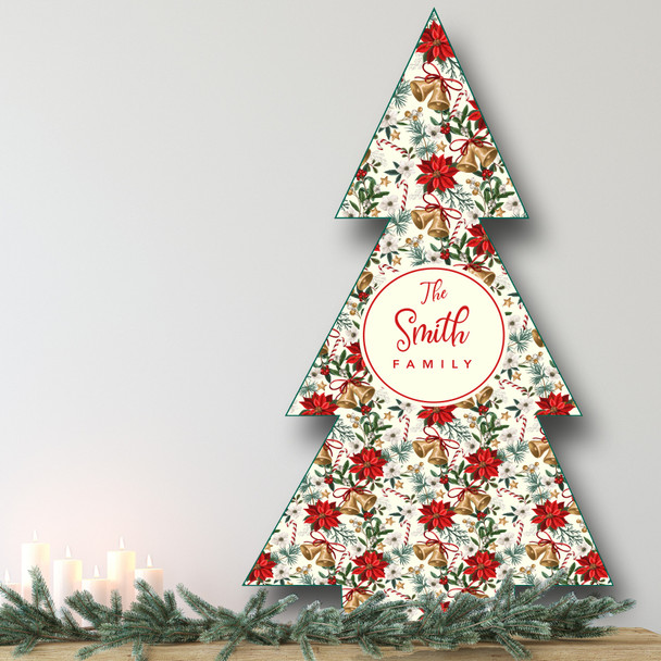 Floral Pattern Bells Personalised Tree Decoration Christmas Indoor Outdoor Sign