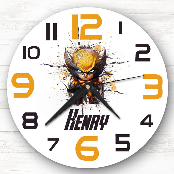 Baby Wolverine Superhero Boys Room Custom Gift Personalised Clock