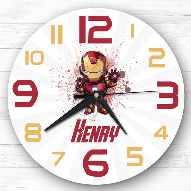 Baby Iron Man Superhero Boys Room Custom Gift Personalised Clock