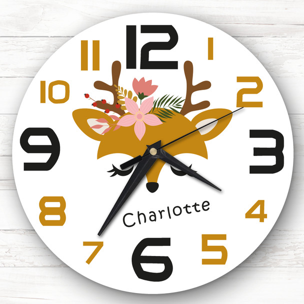 Kids Cute Reindeer Face Custom Gift Personalised Clock