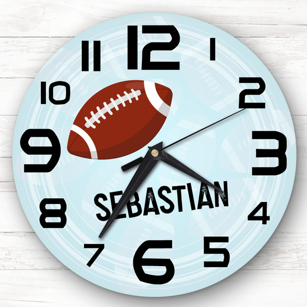 Rugby Ball Boys Room Custom Gift Personalised Clock