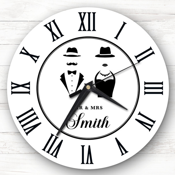 Gentleman And Lady Silhouettes Romantic Personalised Gift Personalised Clock