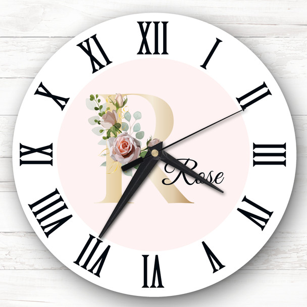 Floral Alphabet Name Initial Letter R Personalised Gift Personalised Clock