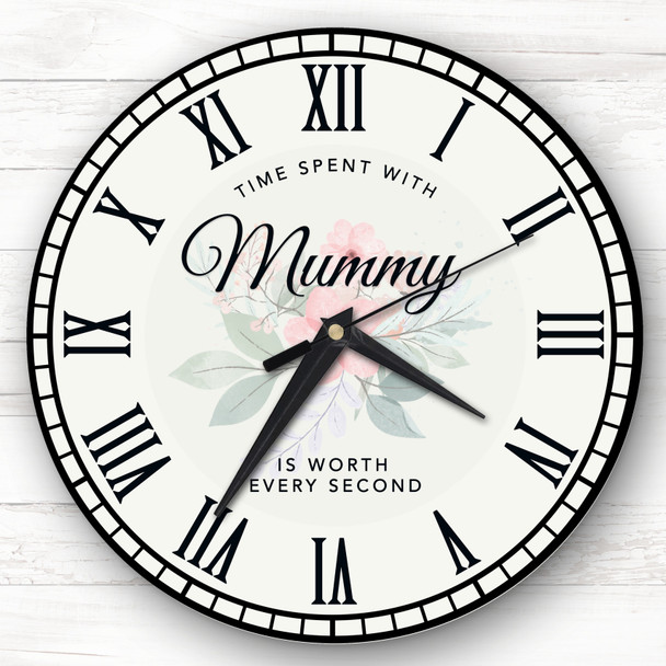 Time Spent With Mummy Pink Floral Personalised Gift Personalised Clock