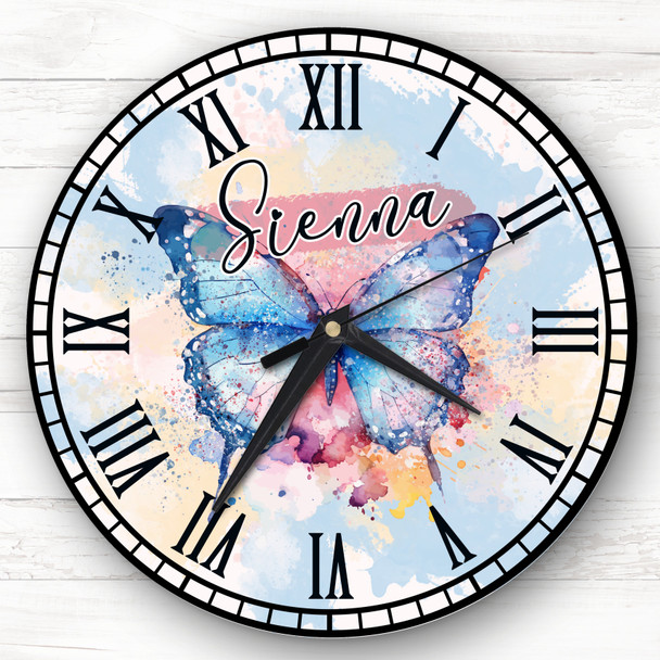Watercolour Beautiful Butterfly Personalised Gift Personalised Clock