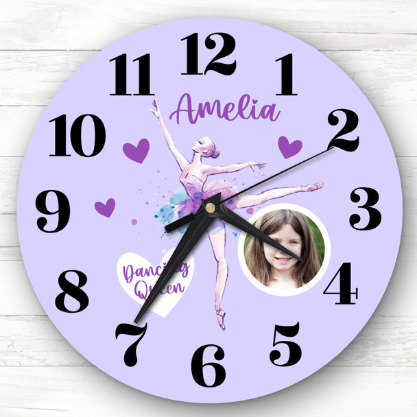 Ballerina Photo Purple Girl Personalised Gift Personalised Clock