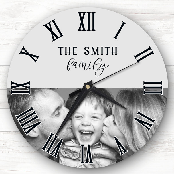 Semicircle Photo Frame Grey Personalised Gift Personalised Clock