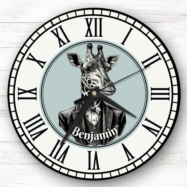 Business Giraffe In Suit Personalised Gift Personalised Clock