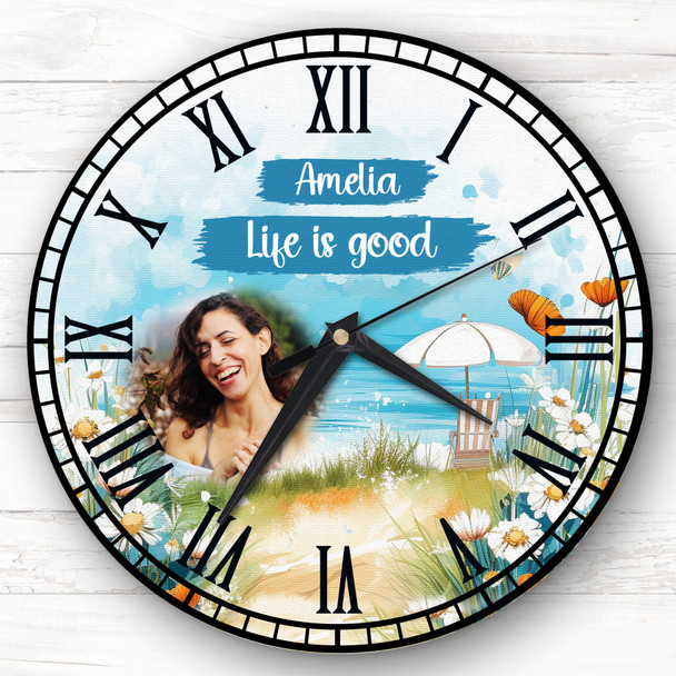 Life Is Good Beach Photo Personalised Gift Personalised Clock