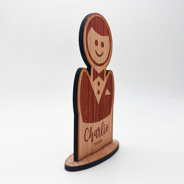 Engraved Wood Groom In Suit Icon Wedding Day Keepsake Personalised Gift