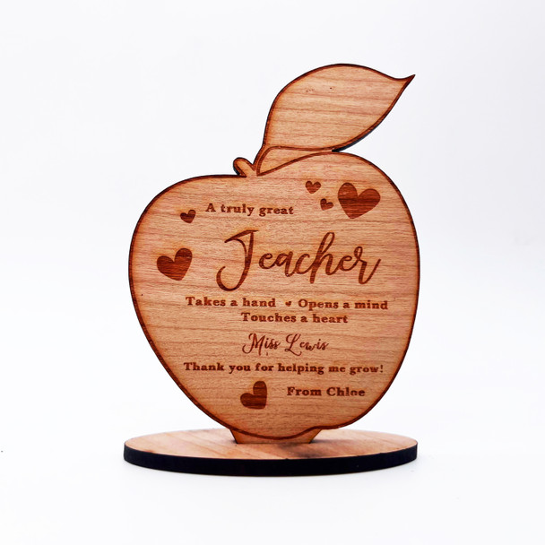 Apple Thank You Truly Great Teacher School Leavers Keepsake Personalised Gift