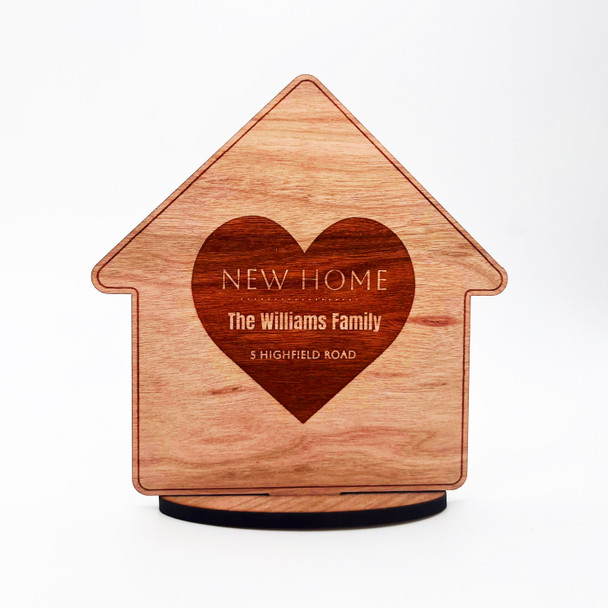 Engraved Wood New Home Heart Address House Keepsake Personalised Gift