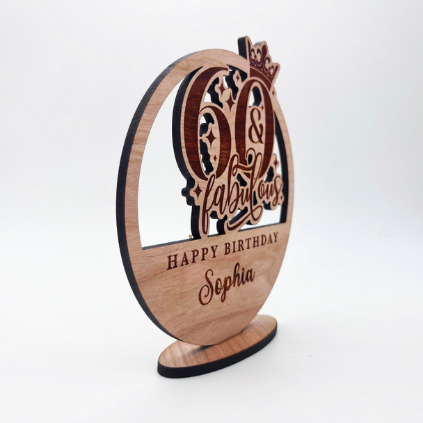 Engraved Wood 60 and Fabulous Milestone Age Birthday Keepsake Personalised Gift