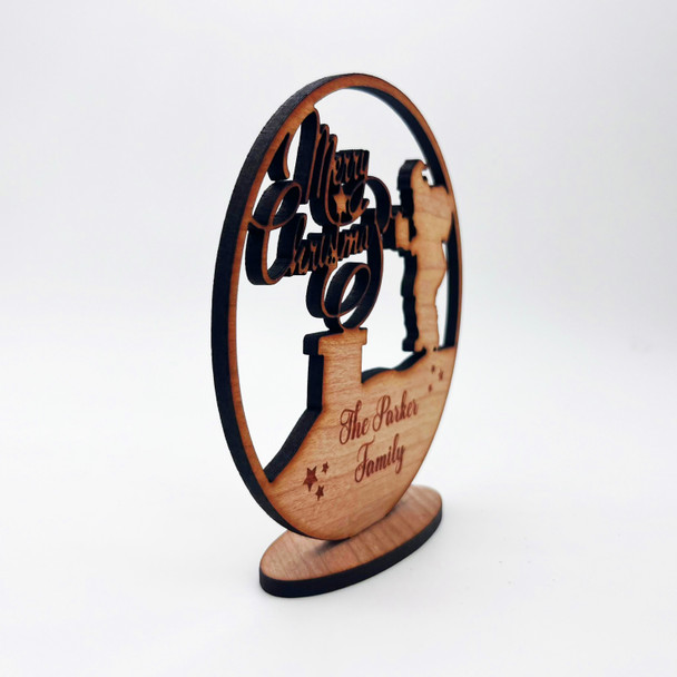 Wood Santa Claus Chimney Stars Merry Christmas Keepsake Personalised Gift