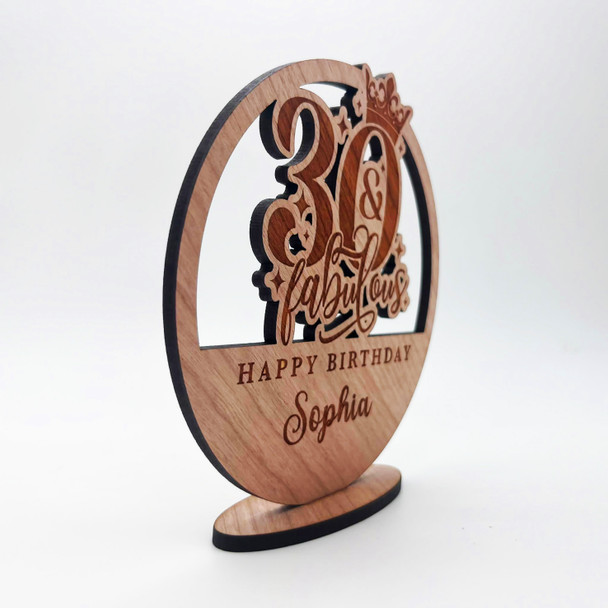 Wood 30 & Fabulous Milestone Age Happy Birthday Keepsake Personalised Gift