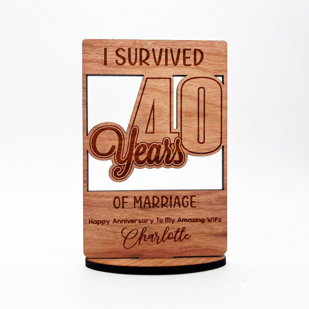 I Survived 40 Years Of Marriage Wedding Anniversary Keepsake Personalised Gift