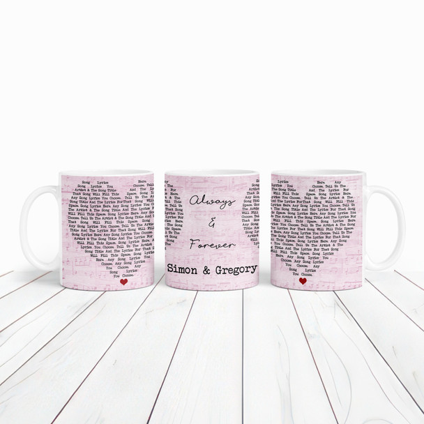 Any Song Lyrics & Names Pink Heart Gift Tea Coffee Personalised Mug