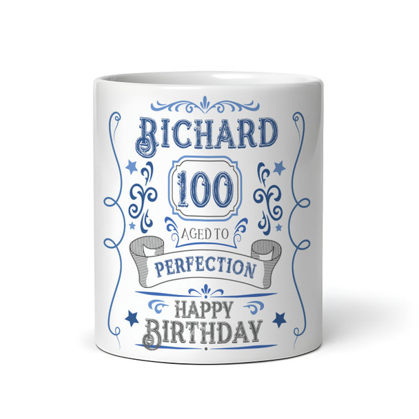 100th Birthday Gift Aged To Perfection Blue Photo Tea Coffee Personalised Mug
