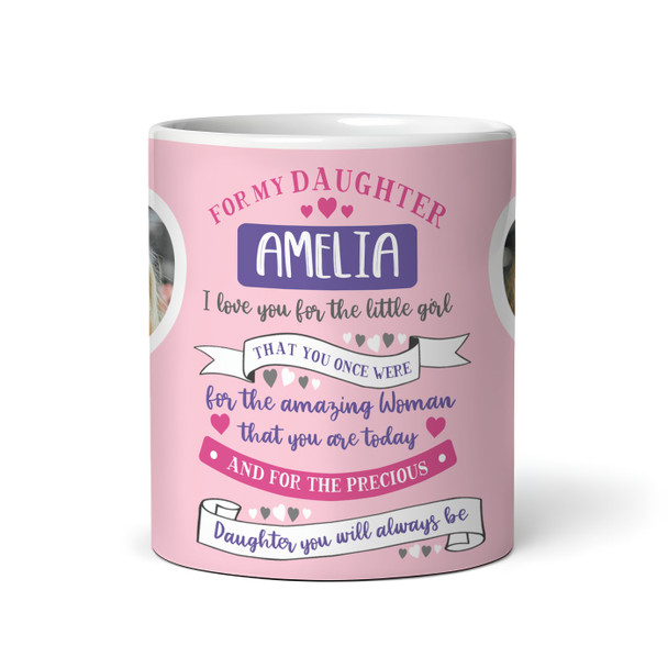 Gift For Daughter Pink Photo Hearts Tea Coffee Personalised Mug