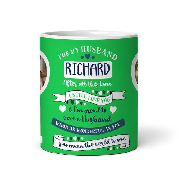 Gift For Husband Green Photo Hearts Tea Coffee Personalised Mug