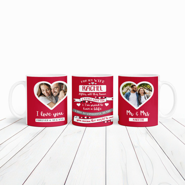 Gift For Wife Red Photo Hearts Tea Coffee Personalised Mug