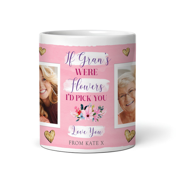 Gran Gift Pink Flowers Photo Tea Coffee Personalised Mug