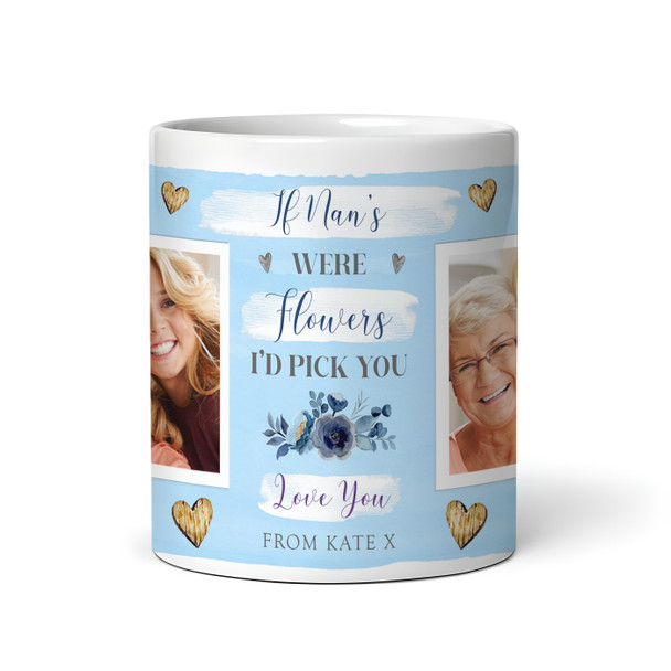 Nan Gift Blue Flowers Photo Tea Coffee Personalised Mug