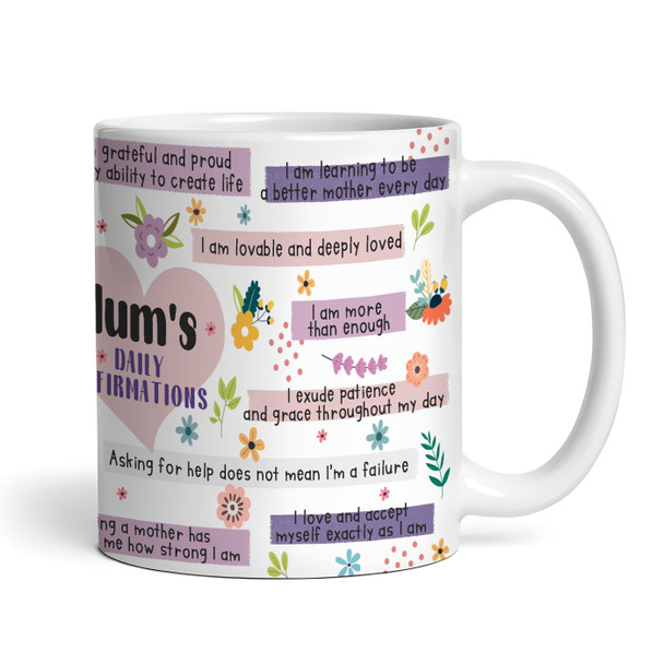 Purple Floral Gift For Mum Positive Daily Affirmations Tea Personalised Mug