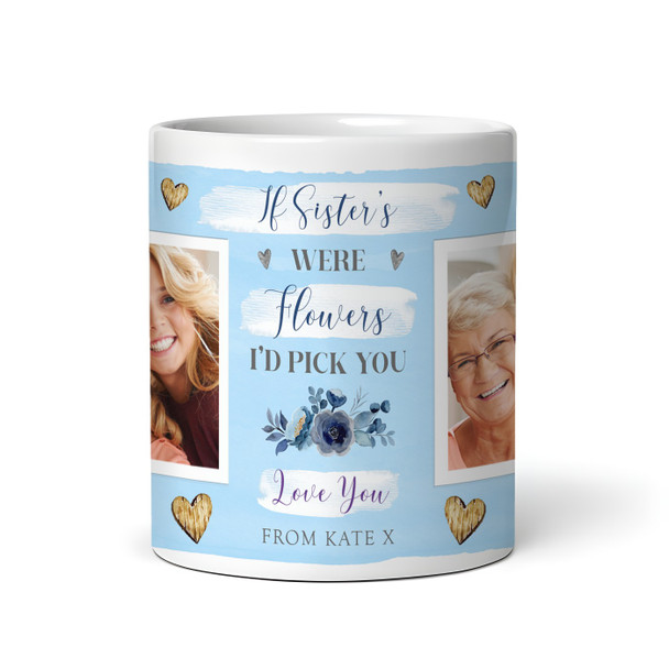 Sister Gift Blue Flowers Photo Tea Coffee Personalised Mug