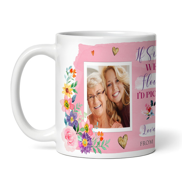 Sister Gift Pink Flowers Photo Tea Coffee Personalised Mug