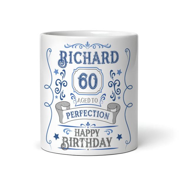 60th Birthday Gift Aged To Perfection Blue Photo Tea Coffee Personalised Mug