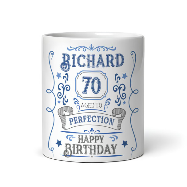 70th Birthday Gift Aged To Perfection Blue Photo Tea Coffee Personalised Mug