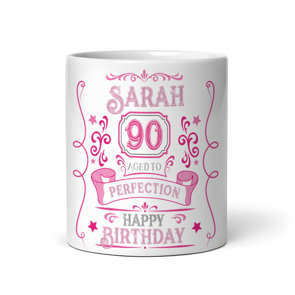 90th Birthday Gift Aged To Perfection Pink Photo Tea Coffee Personalised Mug