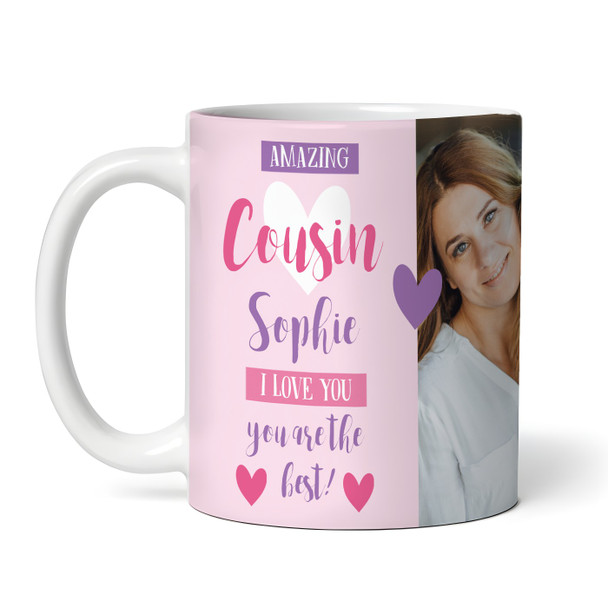 Amazing Cousin Gift Pink Photo Tea Coffee Personalised Mug