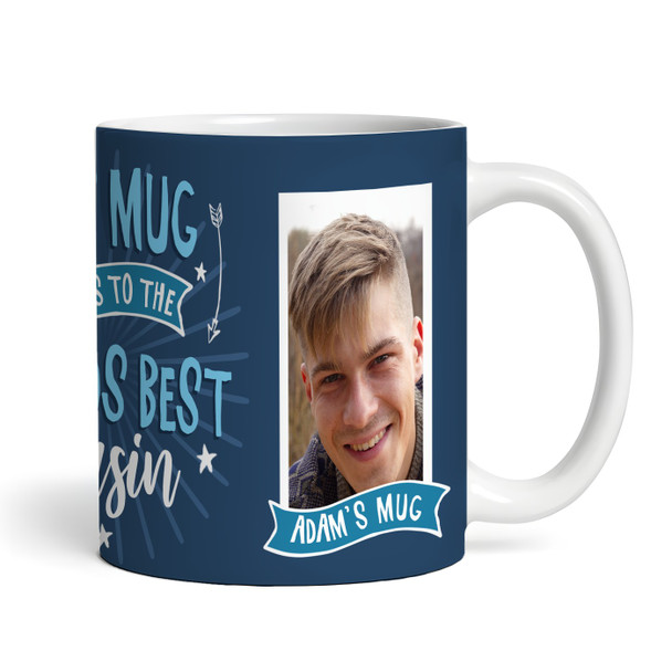 Belongs To Best Cousin Gift Blue Photo Tea Coffee Personalised Mug