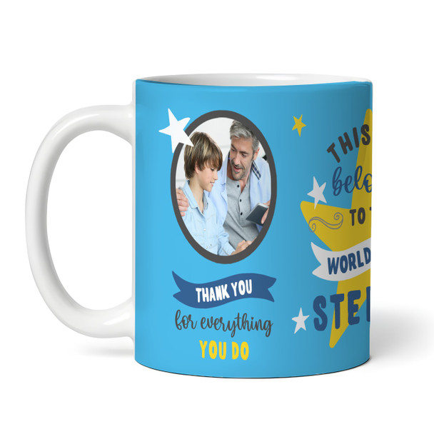 Belongs To The Best Stepdad Gift Blue Photo Tea Coffee Personalised Mug