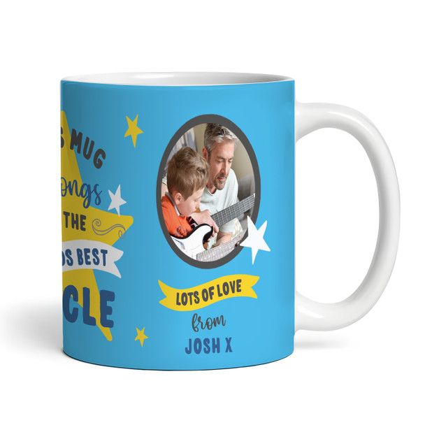Belongs To The Best Uncle Gift Blue Photo Tea Coffee Personalised Mug