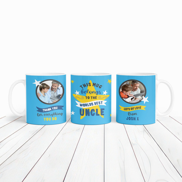 Belongs To The Best Uncle Gift Blue Photo Tea Coffee Personalised Mug