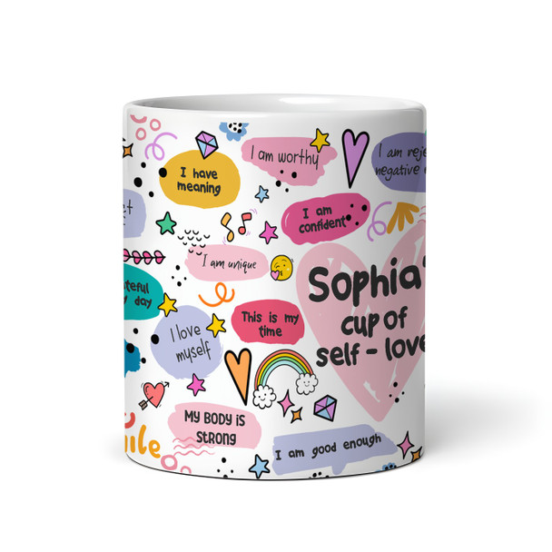 Colourful Doodle A Cup Of Self Love Positive Affirmations Gift Personalised Mug