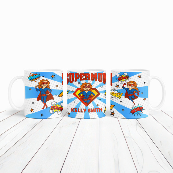 Gift For Mum Red Ginger Hair Female Superhero Tea Coffee Cup Personalised Mug