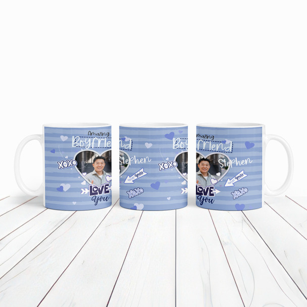 Amazing Boyfriend Gift Blue Heart Photo Frame Tea Coffee Cup Personalised Mug