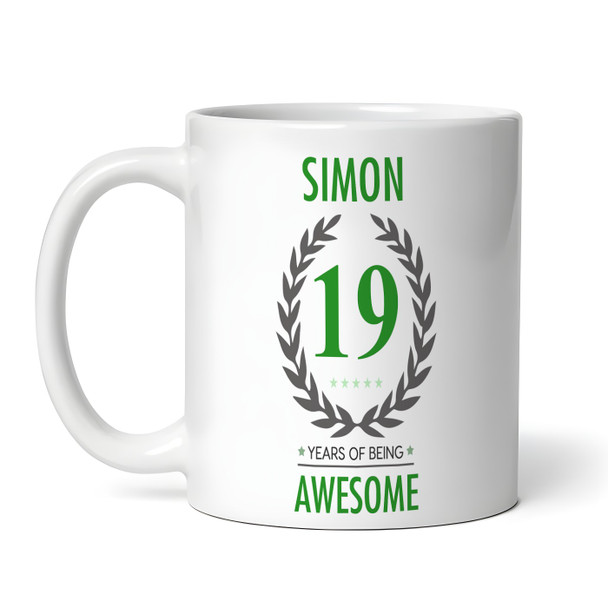 Present For Teenage Boy 19th Birthday Gift 19 Awesome Green Personalised Mug