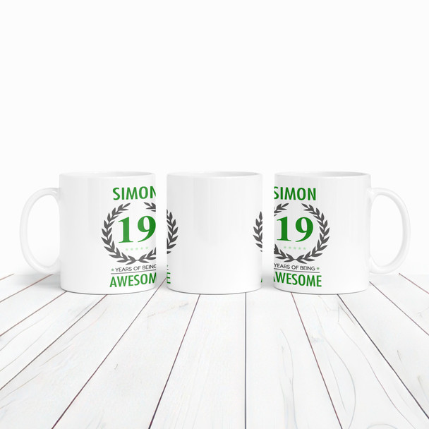 Present For Teenage Boy 19th Birthday Gift 19 Awesome Green Personalised Mug