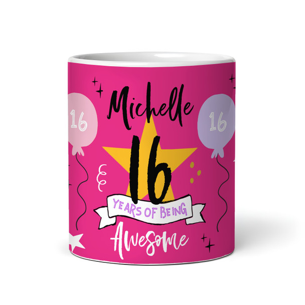 16 Years Photo Pink 16th Birthday Gift For Teenage Girl Awesome Personalised Mug