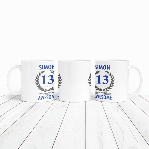 Present For Teenage Boy 13th Birthday Gift 13 Awesome Blue Personalised Mug