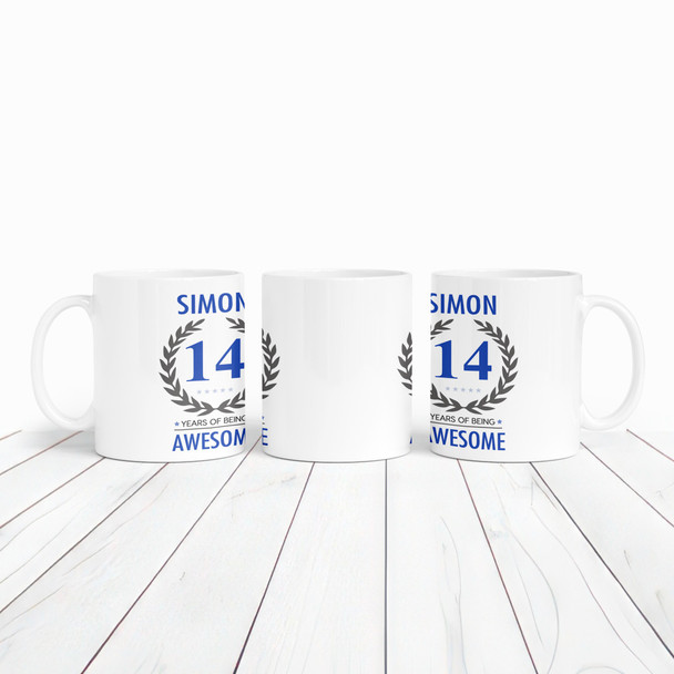 Present For Teenage Boy 14th Birthday Gift 14 Awesome Blue Personalised Mug