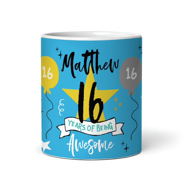 16 Years Photo Blue 16th Birthday Gift For Teenage Boy Awesome Personalised Mug